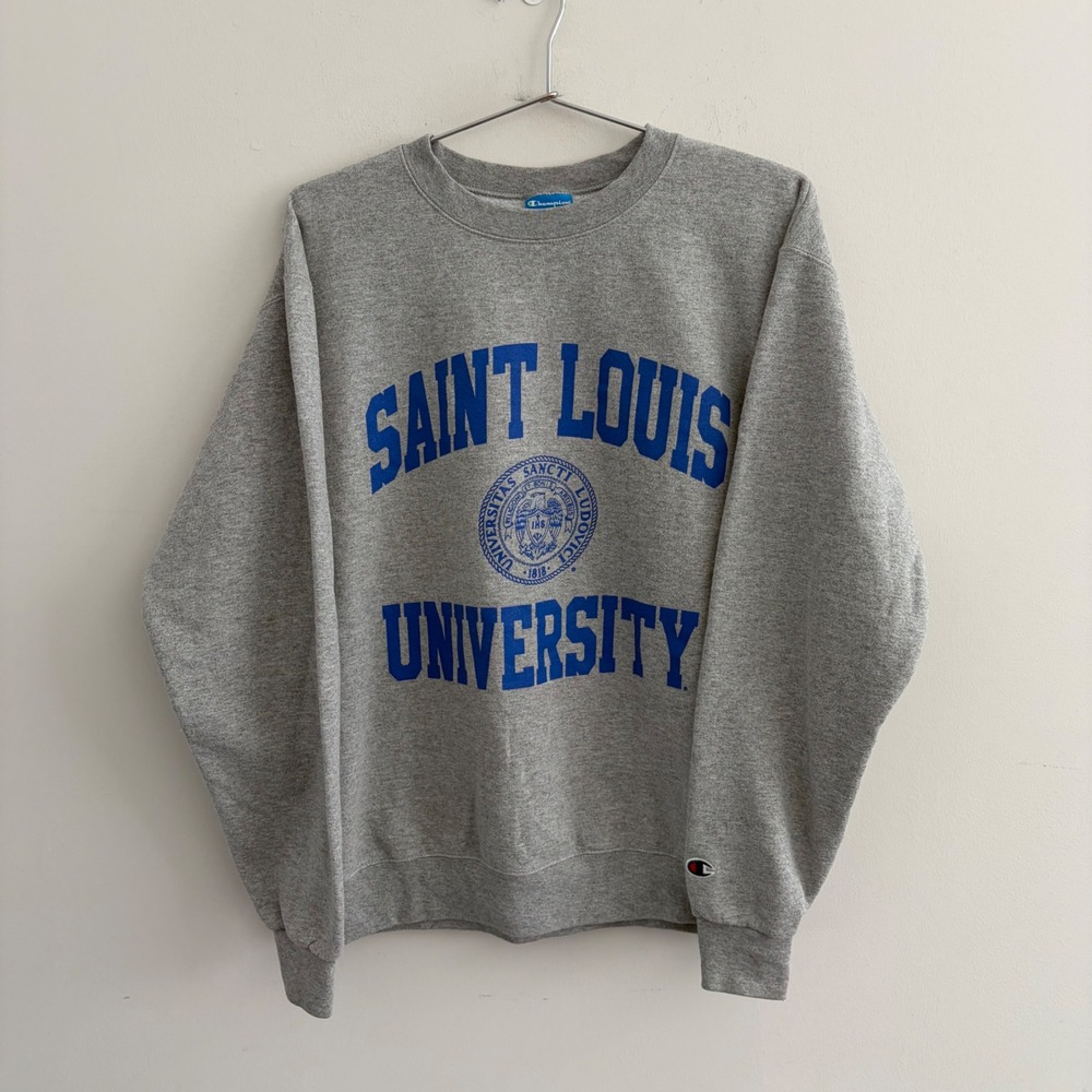 Champion Eco Fleece Saint Louis University Sweatshirt Gray Blue Medium